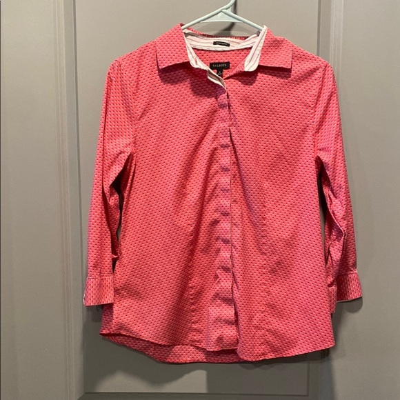Talbots Pink Geometric Print Button Down Shirt Size 4 - Picture 1 of 6